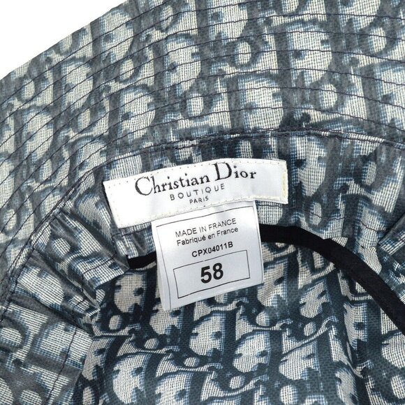 Christian Dior Trotter Pattern Hat Navy Gray CPX4011B #58 Polyester - Picture 9 of 10